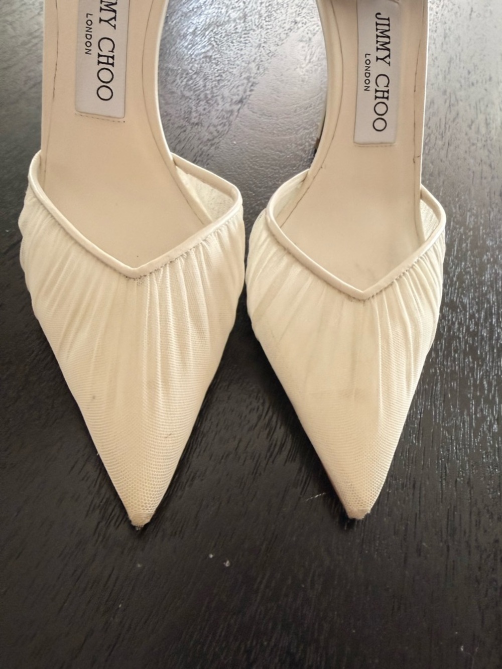 Jimmy Choo Saeda 85 Ivory Tulle Crystal Pump size 37.5 - Picture 5 of 17